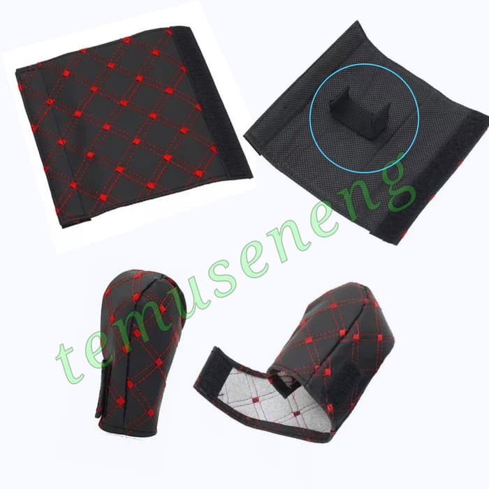 Set Sarung Gigi Knob Handrem Rem Tangan Mobil Cover Persnel Handbrake Gigi Manual Gear