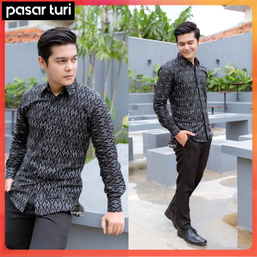 NEW ARRIVAL DISTRO BATIK PRIA ORIGINAL BORDIR SOGAN HRB026  Kemeja Batik Slimfit