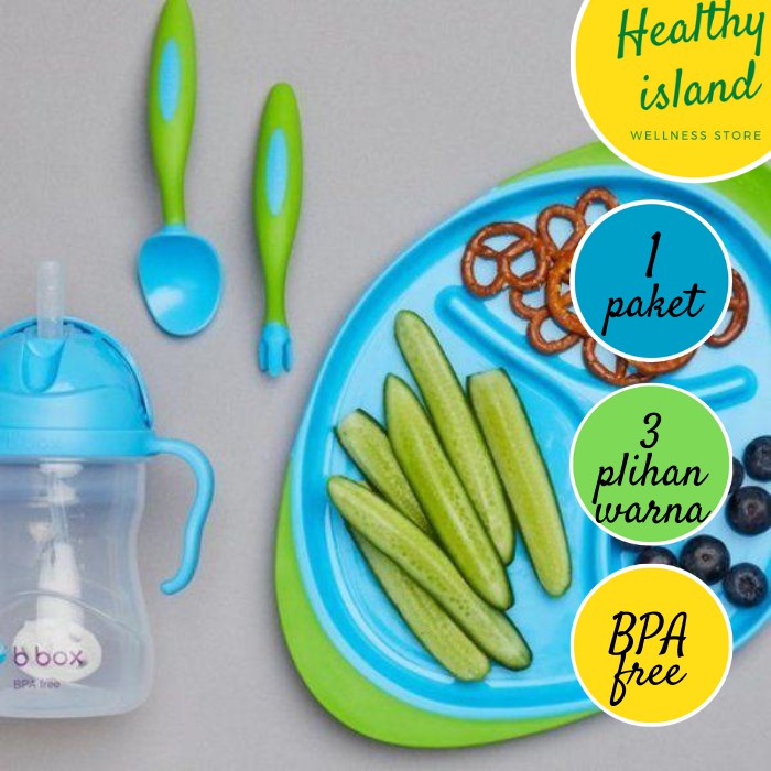 Paket Alat Makan Bayi Gelas Piring Sendok Garpu BPA Free B. Box Baby