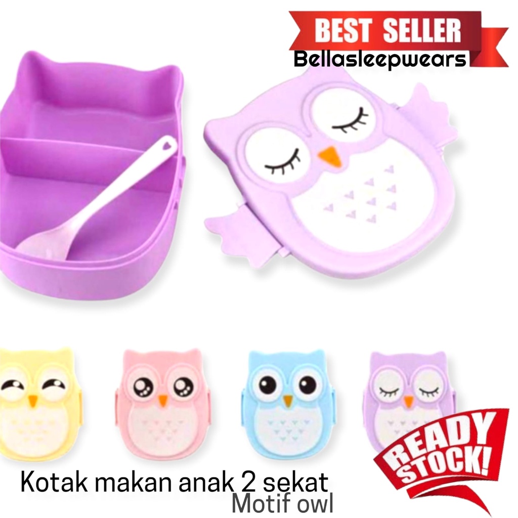 BELLA - KOTAK BEKAL ANAK MOTIF OWL | LUNCH BOX | TEMPAT MAKAN ANAK KARAKTER BURUNG HANTU LUCU