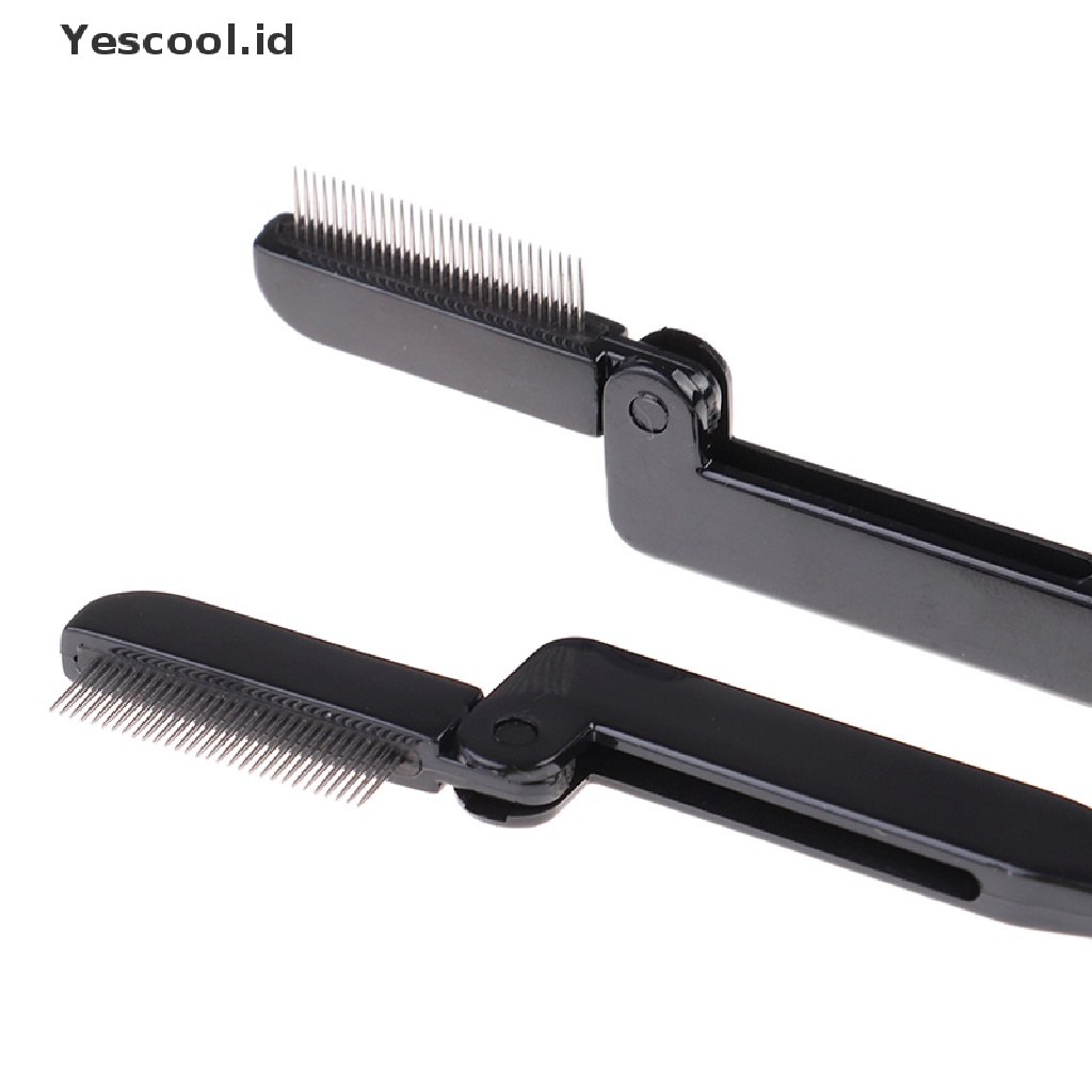 (Yescool) Sisir Bulu Mata Bisa Dilipat Bahan Metal Warna Hitam