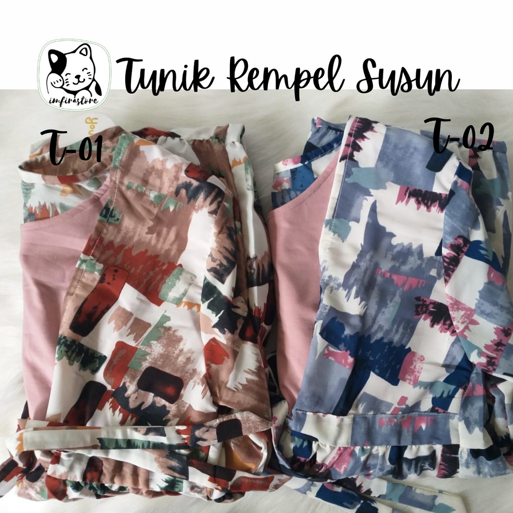 Fashion Muslim Baju Atasan Tunik Outer Wanita Rempel Remaja Kekinian Jumbo Terbaru Panjang