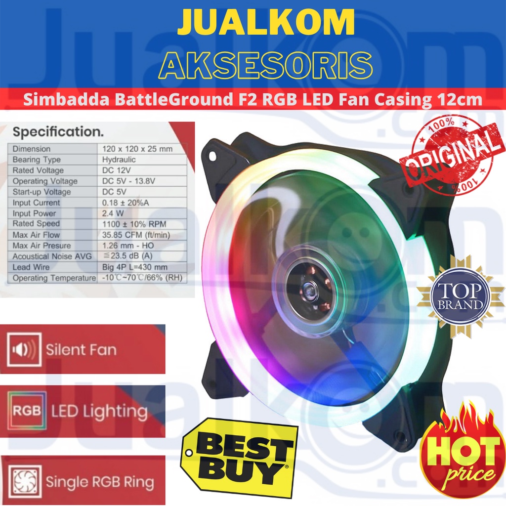 Simbadda BattleGround F2 RGB LED Fan Casing 12cm Fan Gaming