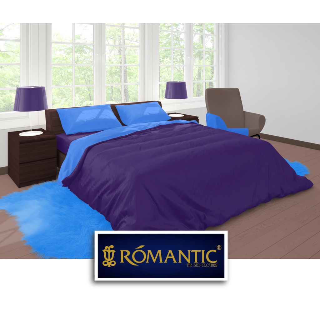 Two Tone Bedcover ROMANTIC Ungu x Biru aesthetic Bandung