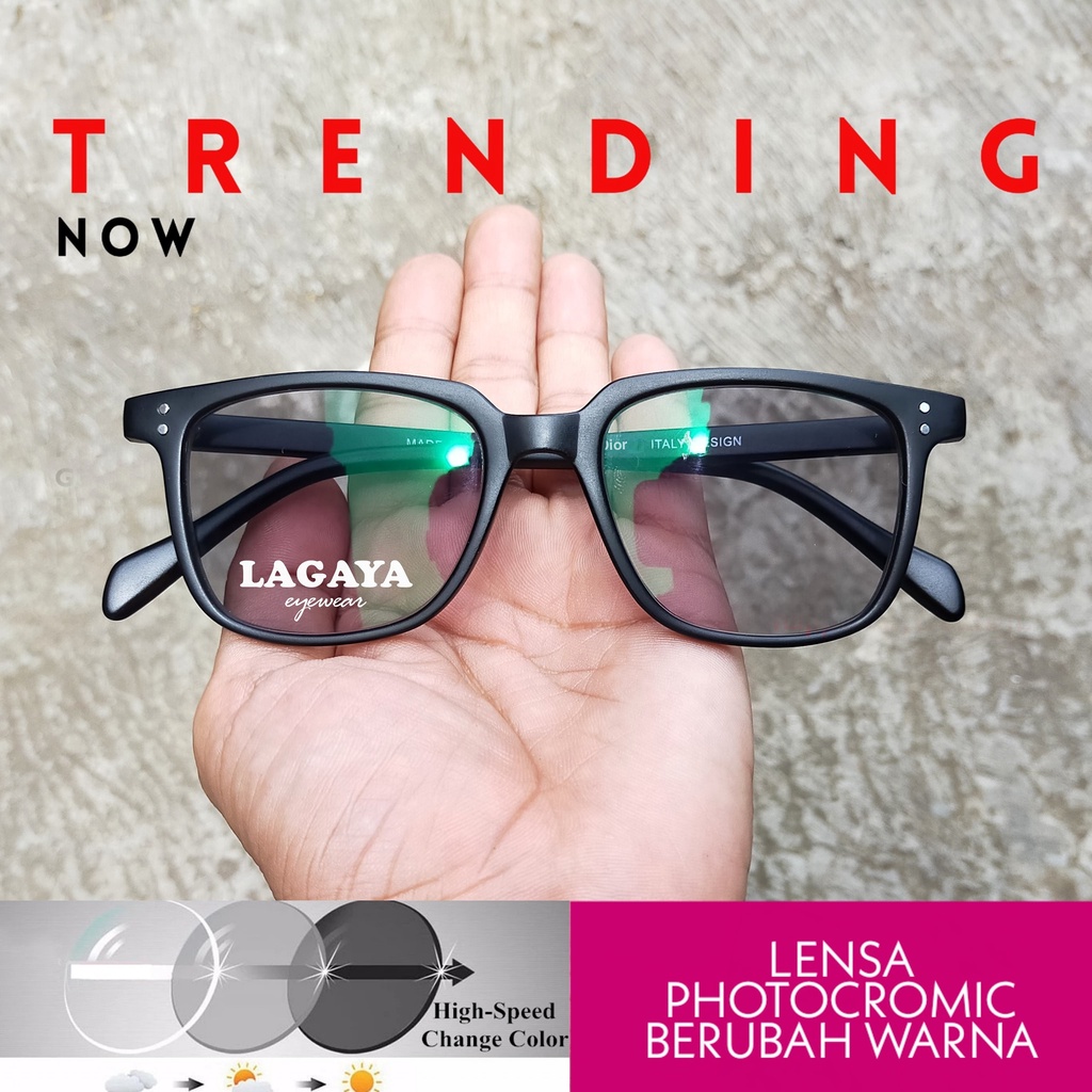 Frame Kacamata Terbaru Lensa Photocromic  Anti Silau Trendy Simple Design Bisa Berubah Warna Untuk P