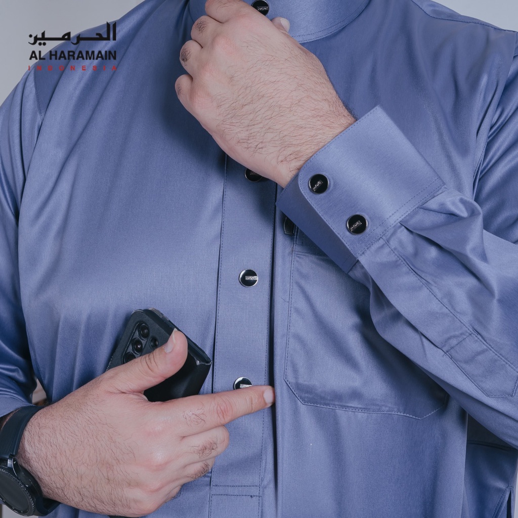 AL Haramain Jubah / Gamis Dewasa Slimfit Premium Manset (07) | Hijau Lumut | Hijau Botol-6