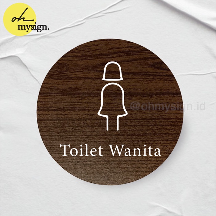

Promo Toilet Wanita WC Wanita Sign Board Kayu Bulat Print Signage Label Nama