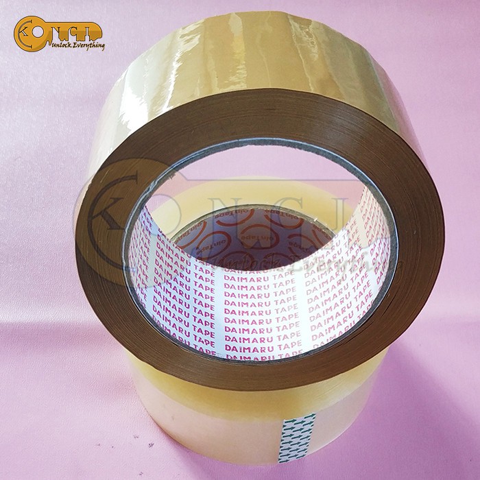 Lakban Bening Dan Coklat 2&quot; - Coin Tape - 90 Yard - Murah Dan Berkuali - Cokelat