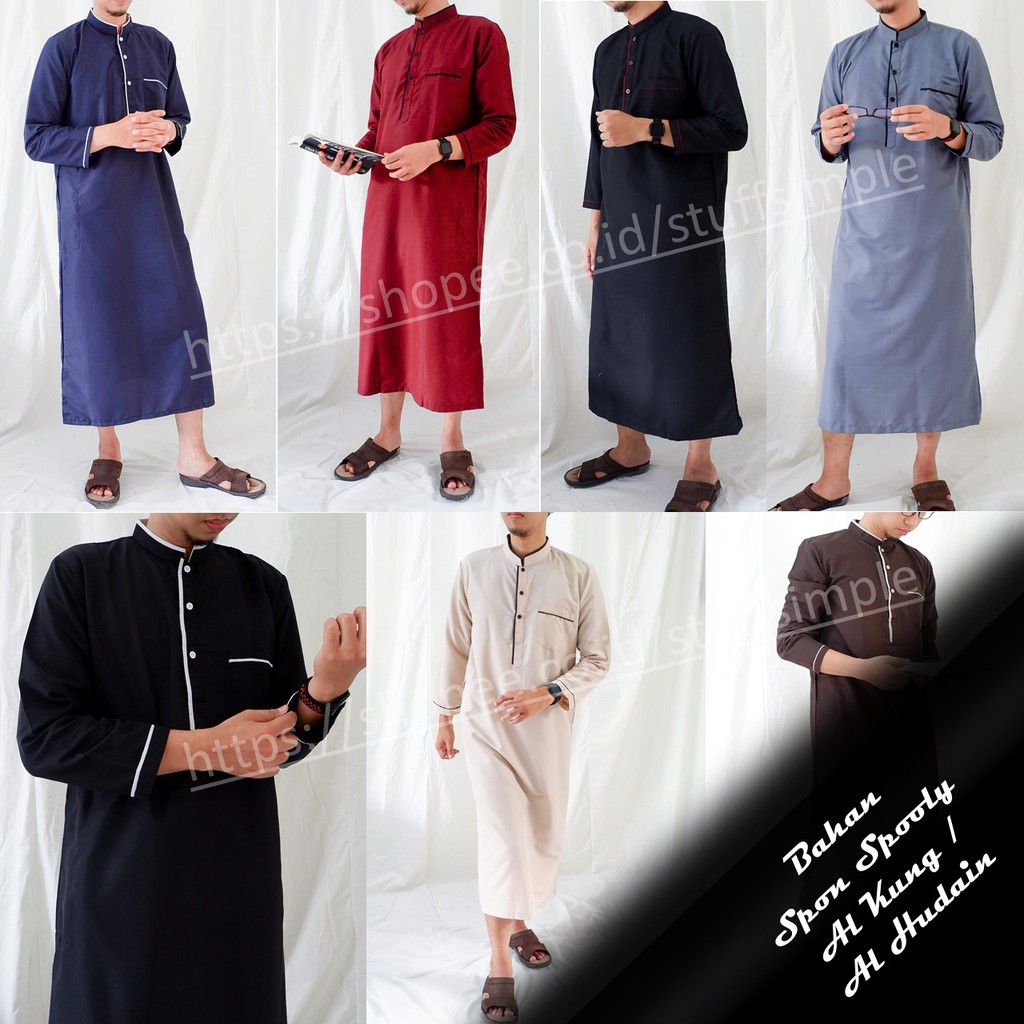 Jubah Pria Gamis Model Haramain Garis Dewasa Lengan Panjang Murah
