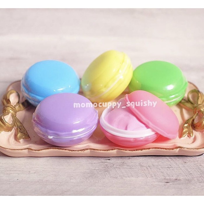 macaron clay slime gachapon ( slime asli jepang kue makaron)