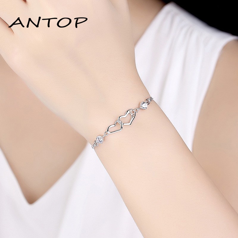 Korea Gelang Fashion Ganda Cinta Hati Bangle Wanita Perhiasan Aksesoris ANTOP