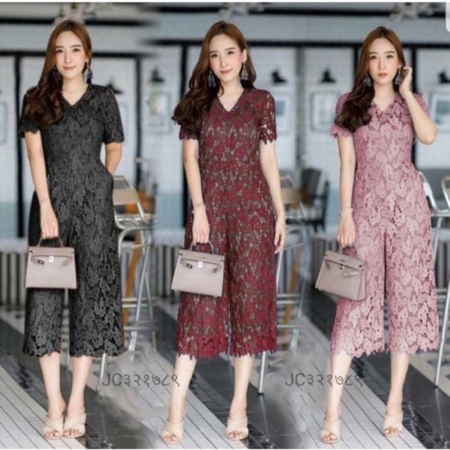 Ready 6 warna JS EVA / Jumpsuit wanita brukat kekinian / Jumauit wanita terbaru