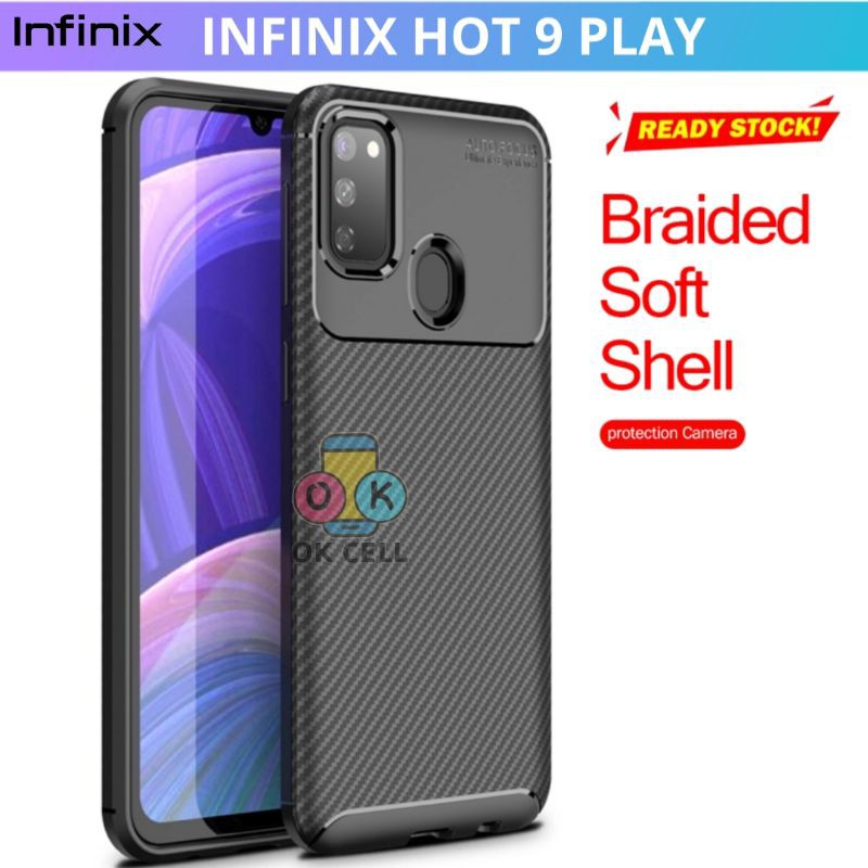 Soft case Carbon Infinix Hot 9 Play - Softcase Karbon Slim Hitam Hot 9play Case Tpu Silicon Premium