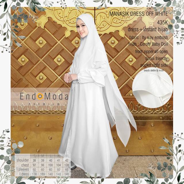 Gamis putih manasik Endomoda / Manasik dress Endomoda / Gamis Manasik Endomoda