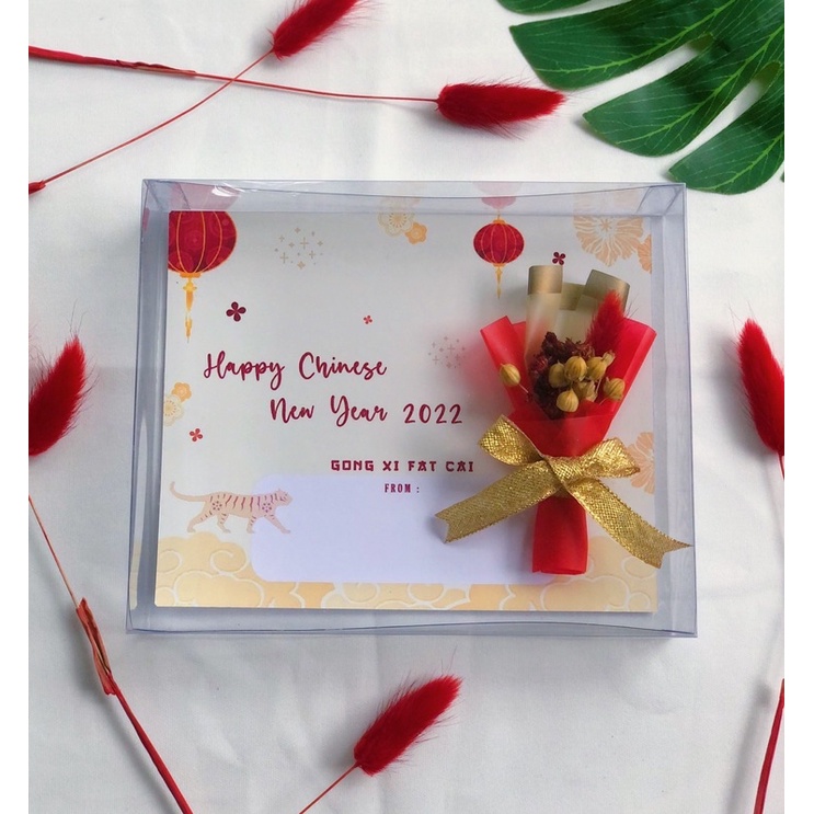 KARTU UCAPAN IMLEK CARD BOX/GREETING CARD CNY 2022 BLOOM BOX/KARTU UCAPAN IMLEK DRIED MICA BOX FLOWE