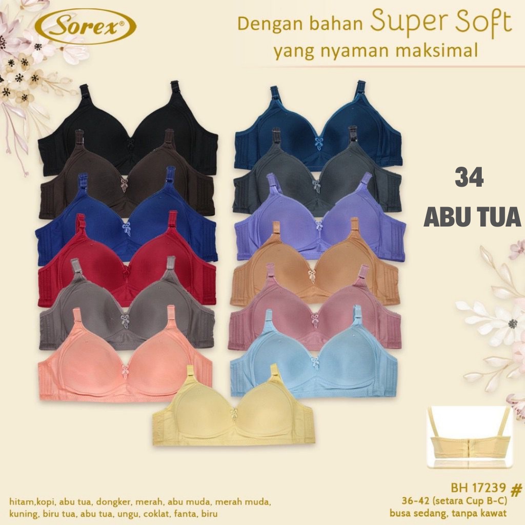 Bra BH Tanpa Kawat Super Soft Sorex 17238-34 Abu Tua