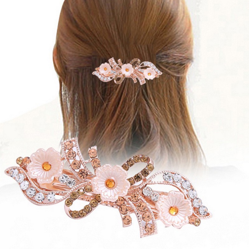 Korean Pearl Rhinestone Bow Hairpin Simple Ladies Headdress Spring Horizontal Clip Ponytail Hair Ornament Sexy Girl Jewelry