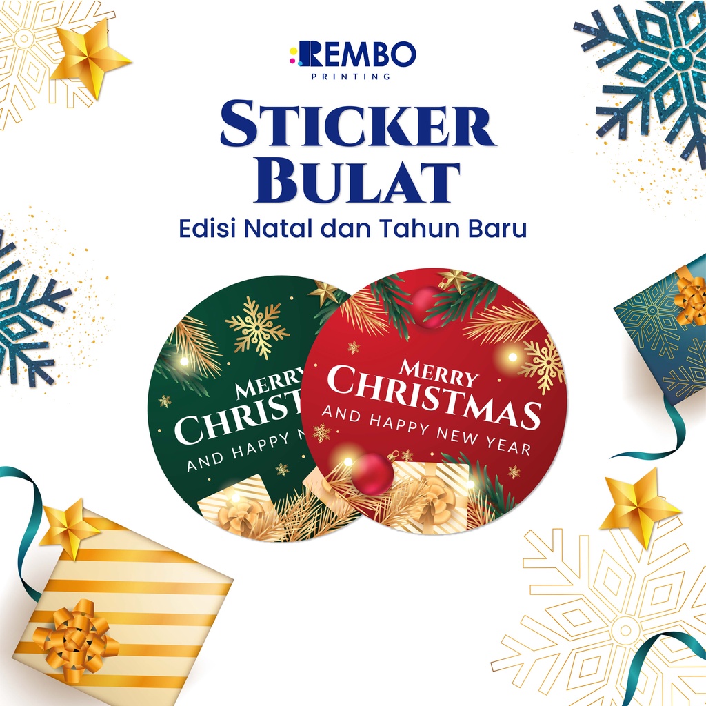 Sticker Bulat Spesial Natal Tahun Baru Hampers/Stiker Segel Box/Packaging/Toples Makanan/Label Pengiriman/Dus/Kemasan Christmas New Year Vinyl Cromo Custom Print Cetak Murah