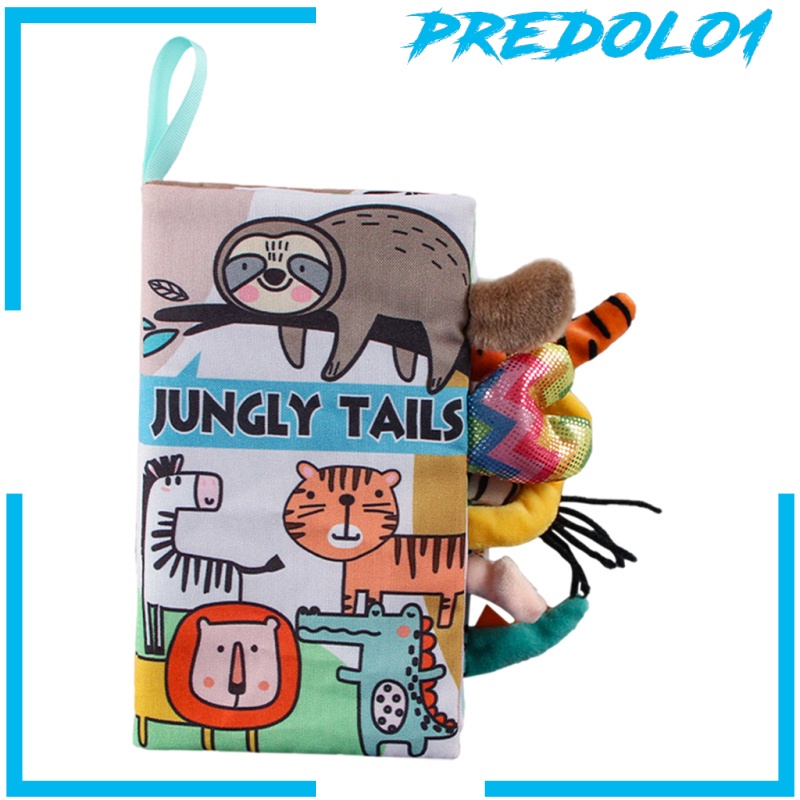 [PREDOLO1] Portable Babies Cloth Book, Animal Tail Touch and Feel Early Development Interactive Toys, Soft