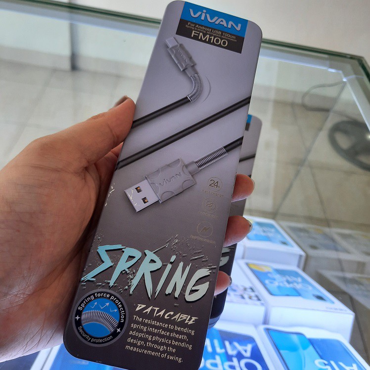 Vivan Kabel Data Charger Micro Usb FM100 2.4A 1M Spring Micro Android