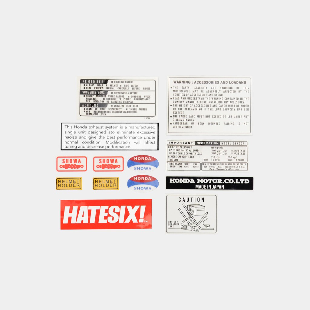 Decal Sticker Tempelan Pelengkap atau Detail Untuk HONDA CB400 CB400F Hatesix