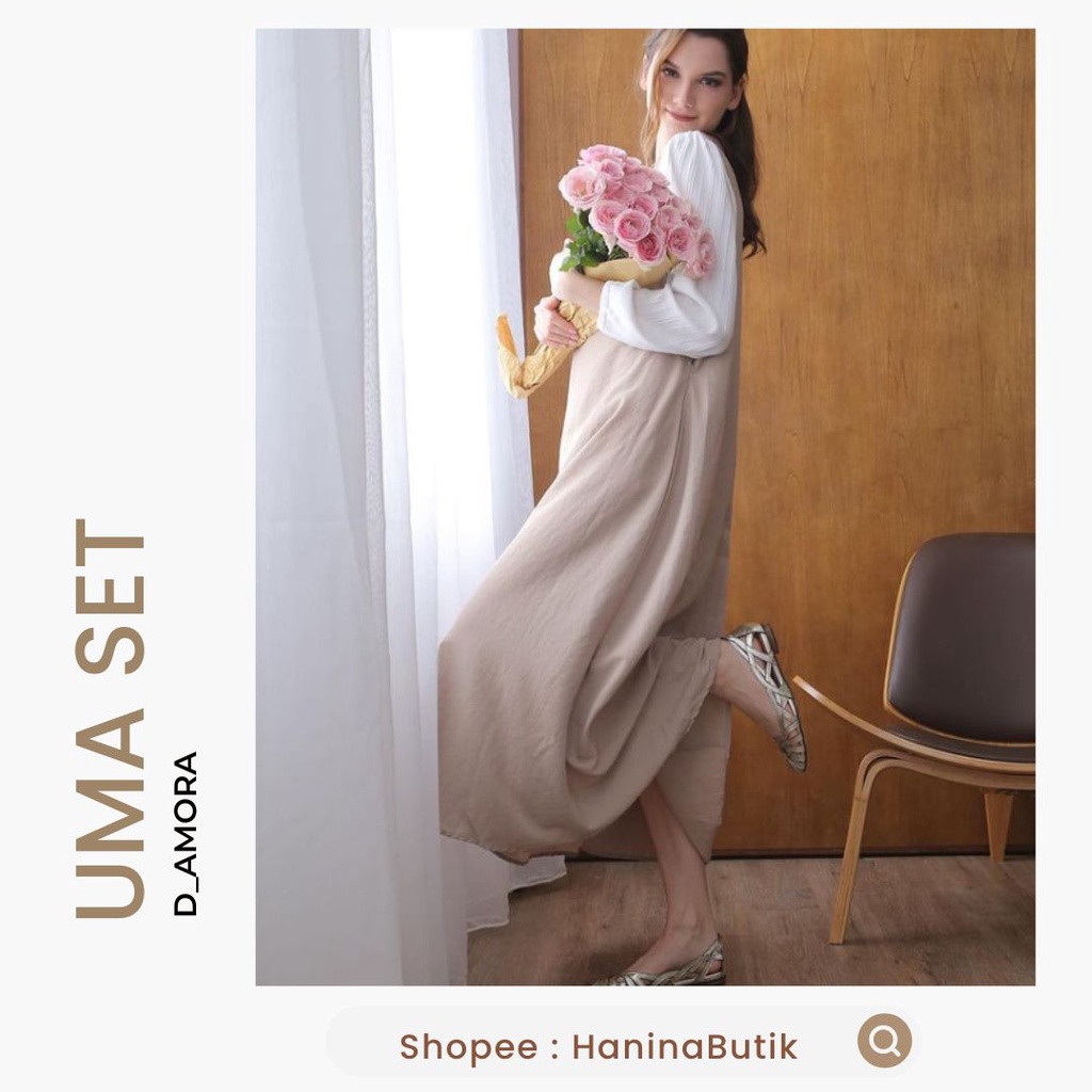 (𝗦𝗜𝗔𝗣 𝗞𝗜𝗥𝗜𝗠) UMA SET DRESS by D_AMORA | D AMORA | BAJU BUSUI FRIENDLY | OVERALL DRESS INNER