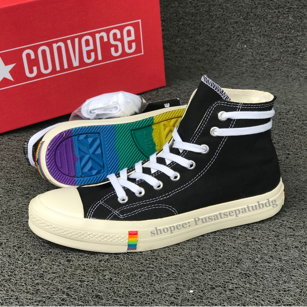 Sepatu Converse All Star Pelangi Rainbow Black White