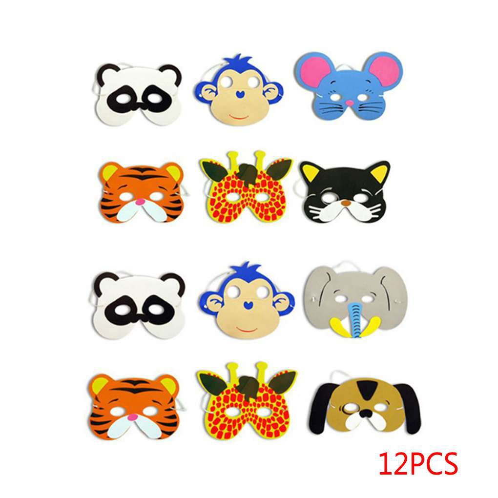 Taxt 12pcs Set Topeng Eva Lucu Model Hewan Kartun Monyet Tikus