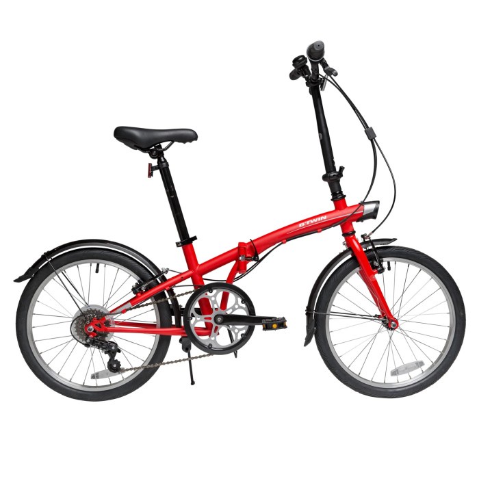 Btwin sepeda lipat tilt 120 Merah Decathlon - 8544671