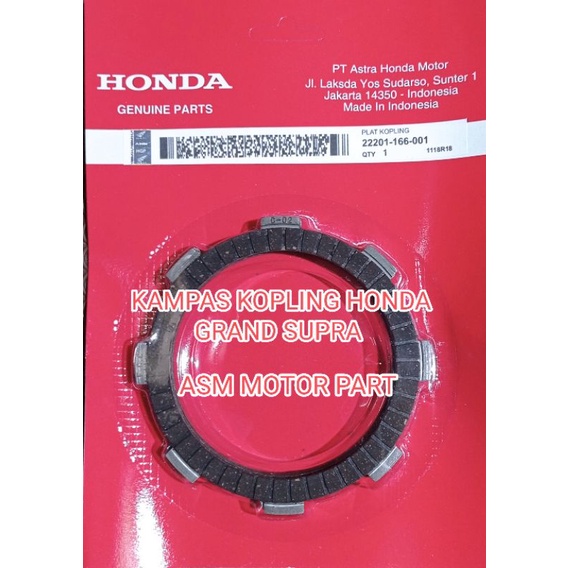 KAMPAS KOPLING HONDA GRAND SUPRA PLAT KOPLING HONDA GRAND SUPRA 166