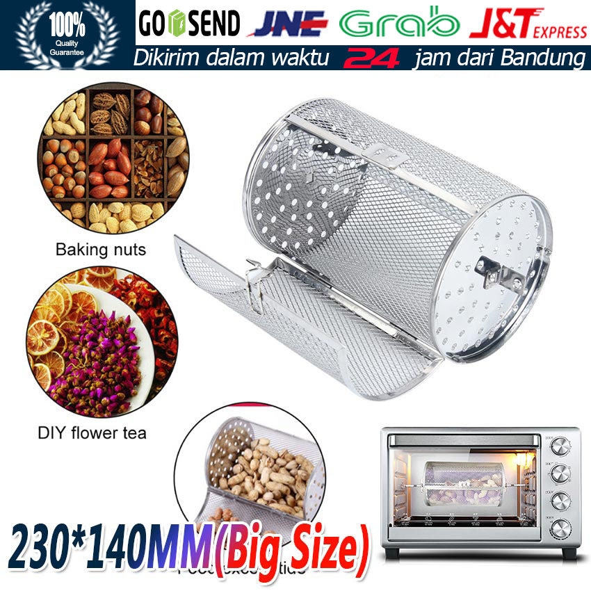 Stainless Steel Air Fryer Basket Pemanggang Biji Kopi Kacang Grill Roaster Drum Oven Basket Alat BBQ