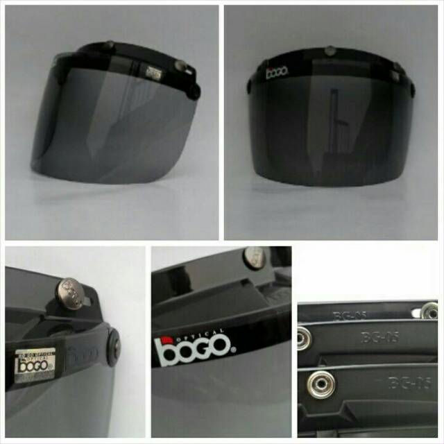 Kaca Bogo Datar Flat ORIGINAL (Kaca Retro/Kaca Helm/Kaca Visor/Visor Helm/BG 05/Hitam/Bening)