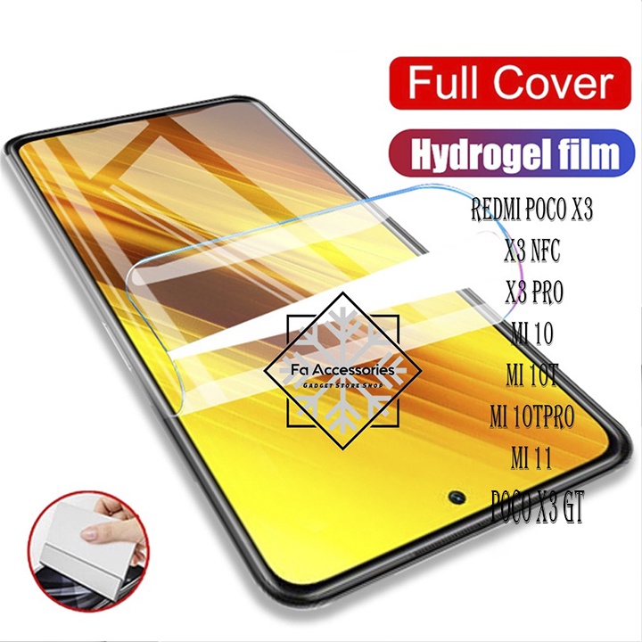 FA ANTI GORES JELLY HYDROGEL XIAOMI REDMI POCO X3 X3PRO X5 X5PRO NFC MI 10 10T 1OTPRO 11 T GT PRO 5G FULL SCREEN