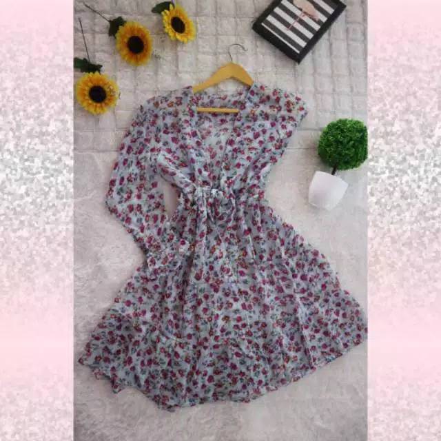 Long tunik long outer pendek ceruty ceruti bunga flower floral flora rempel