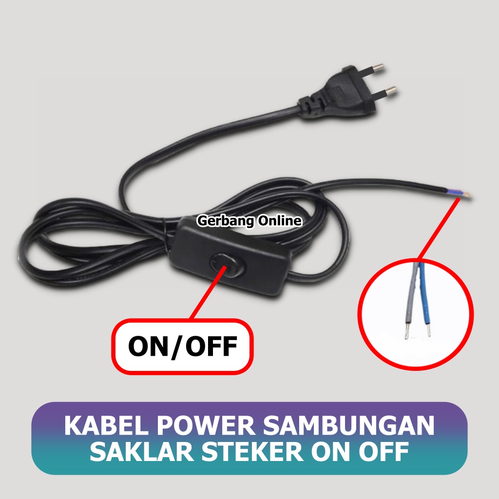 Kabel Buntung SAKLAR On Off Kabel Power AC Steker Kabel Colokan On Off