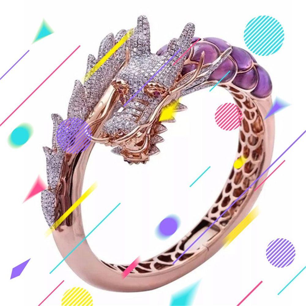 Cincin Naga Atas Cincin Hewan Fashion Pertunangan Pernikahan Kristal Zirkon