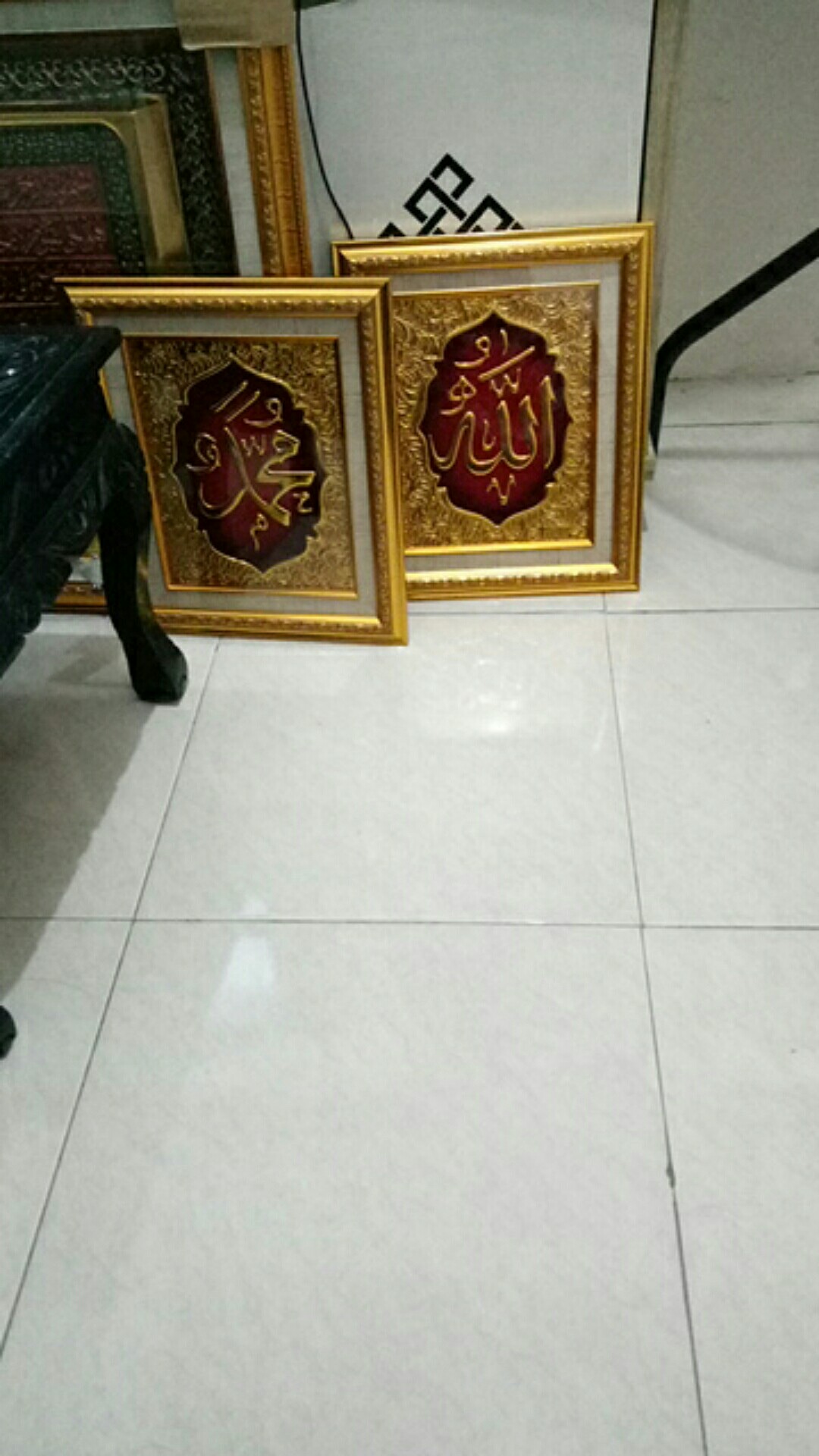 Pajangan Dinding Mewah Lafadz Allah Muhammad | Kaligrafi Timbul 3d Gold Silver