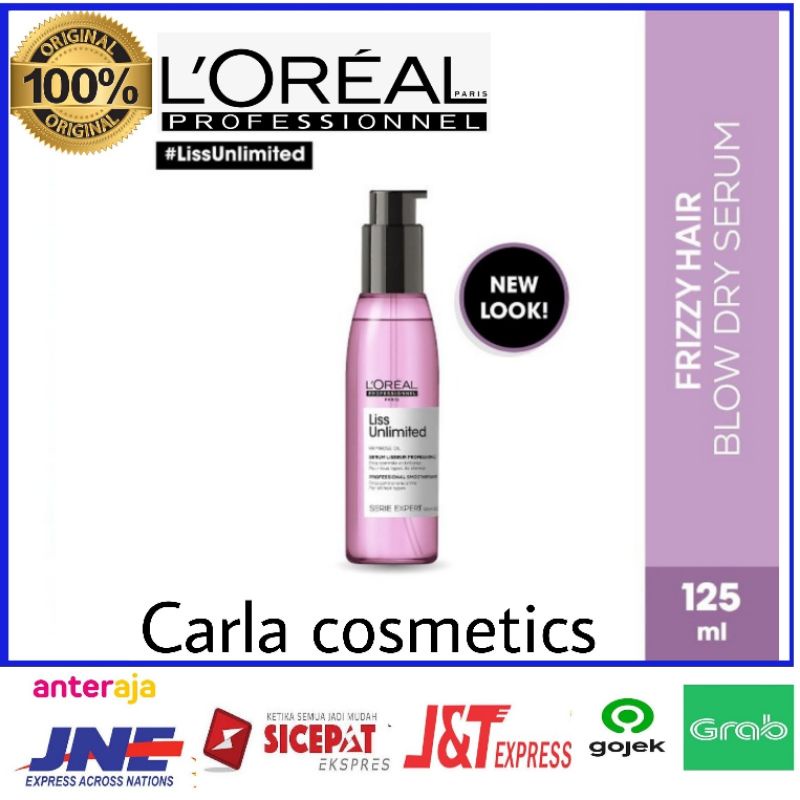 serum rambut Loreal serie expert liss unlimited blow dry serum frizzy hair 125ml vitamin rambut L'or