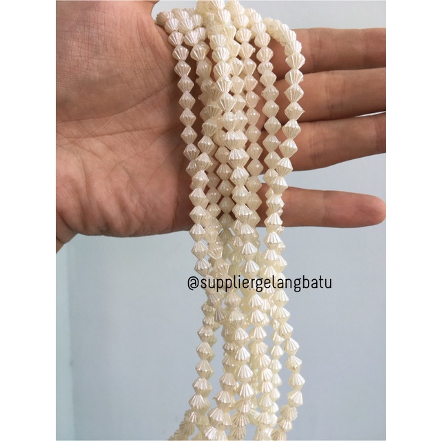 bahan Mutiara Sintetis BICONE 8MM WHITE PEARL TULANG manik aksesoris