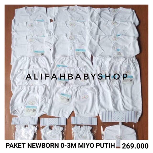 Paket Newborn 0-3m/0-3bulan Miyo Putih/ Baju Newborn