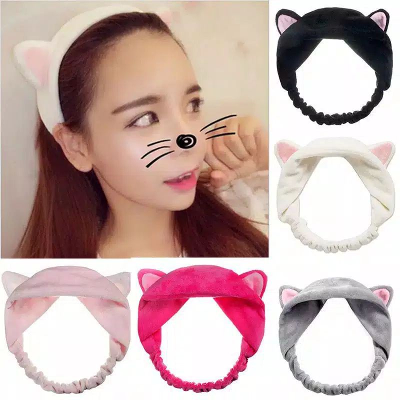 READY STOCK] Bandana Masker / Bando Mandi Facial Headband Hairband Korea Model Pita Kelinci Kucing