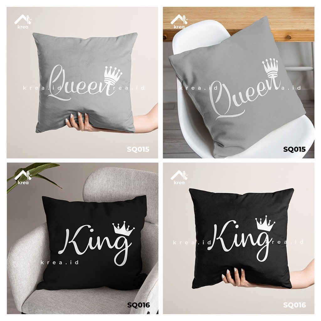 SARUNG BANTAL SOFA UKURAN 40x40 KATA KATA KING &amp; QUEEN UKURAN 40X40