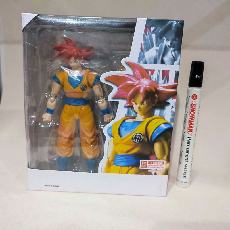 Mainan shf action figureDragonball zSon gokou super saiyan god redSHFiguartsTinggi 6inch
Full artiku