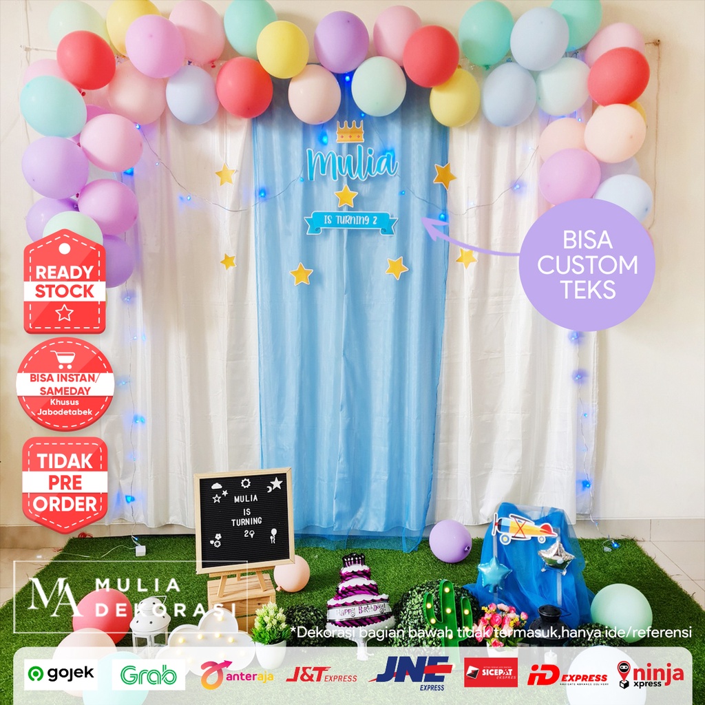 Backdrop Ulang Tahun Anak Is Turning Dekorasi Pastel Macaron