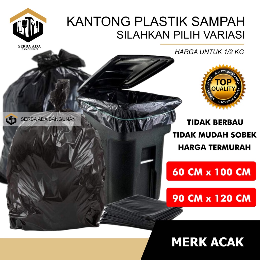 Plastik Sampah | Kantong Plastik Sampah Hitam Jumbo | Plastik Packing Besar Uk. 60 x 100 | 90 x 120