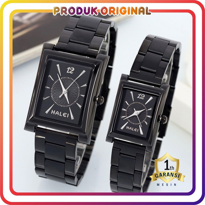 COD JAM TANGAN COUPLE HALEI ORIGINAL 425 RANTAI HITAM WATER RESISTANT STAINLES STEEL