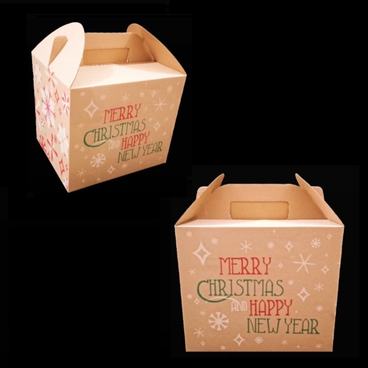 

(5 Pcs) Box Hampers Natal Kotak Kemasan Dus Parcel Jinjing Merry Christmas Packaging Hampers Tenteng 30x26x26 cm