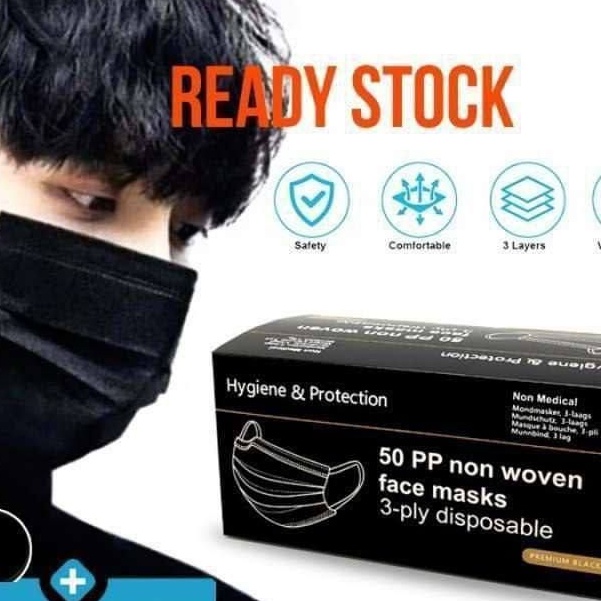 masker earloop medis hitam murah magelang masker hitam korea