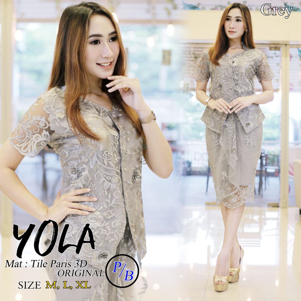 Kebaya Modern YOLA rok pendek / kebaya kartini / kebaya family / kebaya modis keluaran terbaru/Kebay