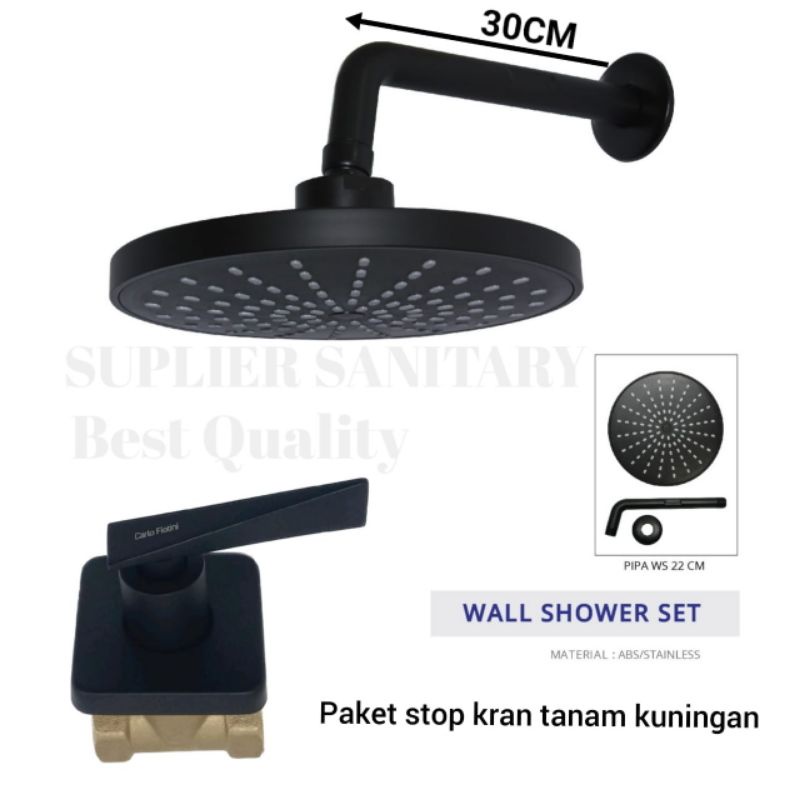 Wall Shower Paket Stop Kran Tanam/Shower Mandi/Stop Kran Tanam